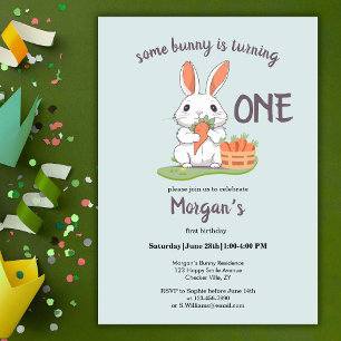 Invitation Un Lapin Est Un Garçon Filles 1Er Anniversaire