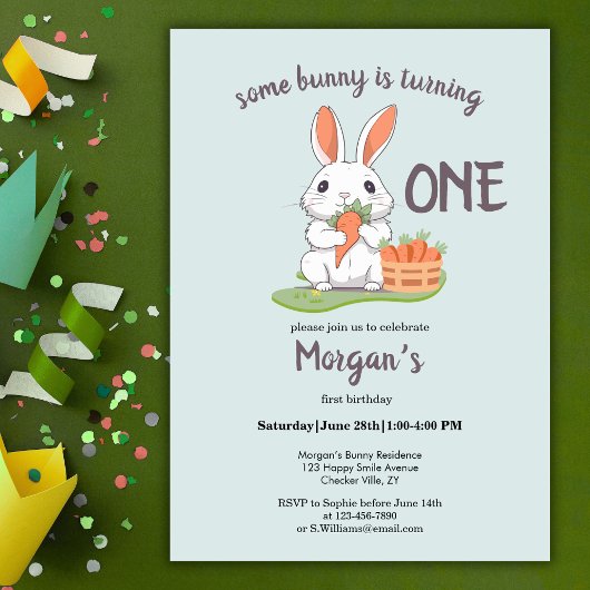 Invitation Un Lapin Est Un Garçon Filles 1Er Anniversaire