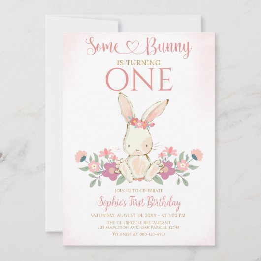 Invitation Un Lapin Est Un Lapin 1Er Anniversaire Fête (Devant)
