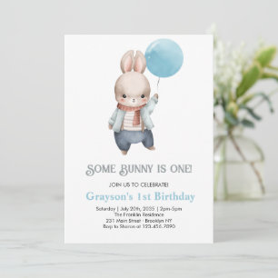 Invitation Un lapin est un lapin bleu 1er anniversaire