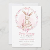 Invitation Un lapin est un lapin rose Fleur sauvage en premie (Devant)