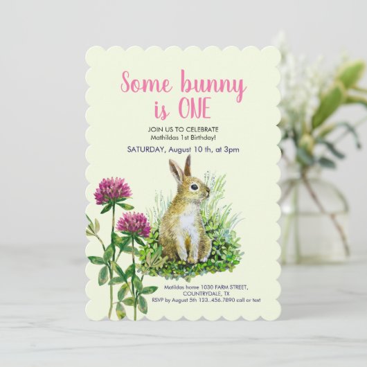 Invitation Un lapin est UN, le trèfle (Debout devant)