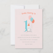 Invitation Un lapin est un pastel doux 1er anniversaire (Devant)