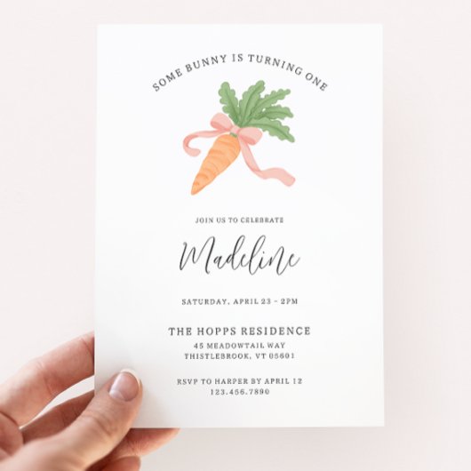 Invitation Un lapin est un simple 1er anniversaire moderne