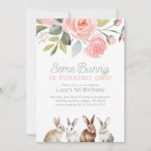 Invitation Un lapin est une fille 1er anniversaire (Devant)