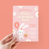 Invitation Un lapin est une mignonne fête d'anniversaire rétr