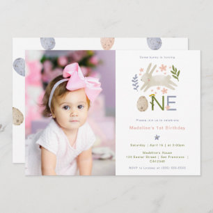 Invitation Un Lapin Est Une Mignonne Fille 1er Anniversaire P