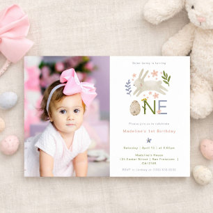 Invitation Un Lapin Est Une Mignonne Fille 1er Anniversaire P