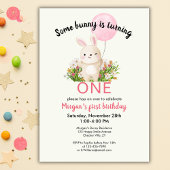 Invitation Un Lapin Est Une Simple Mignonne Filles 1Er Annive