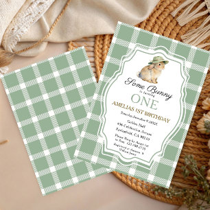 Invitation Un Lapin Fait Un An Anniversaire Vert Tout Âge