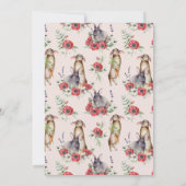 Invitation Un lapin Oreille Florale Rose Fille Anniversaire (Dos)