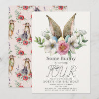 Un lapin Oreille Florale Rose Fille Anniversaire