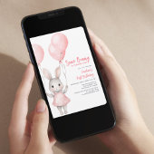 Invitation Un lapin rose fille premier anniversaire