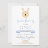 Invitation Un Lapin Tourne Bleu Personnalisé Fête D'Anniversa (Devant)