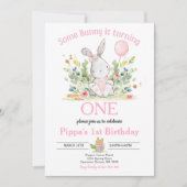 Invitation Un Lapin Tourne Un Lapin 1Er Anniversaire Fête (Devant)