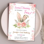 Invitation Un lapin va DEUX ans ! 2e anniversaire fille rose