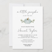 Invitation Un Little Citrouille est sur le Way Blue Baby show (Devant)