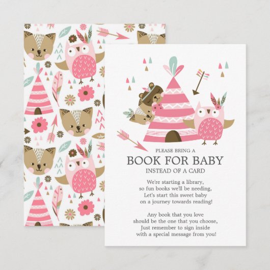 Invitation Un livre de Baby shower pour bébé sauvage de la fo (Devant / Derrière)