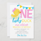 Invitation Un Lucky Duck Girl Rubber Duck 1er anniversaire (Devant)