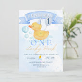 Invitation Un Lucky Duck Rubber Duck 1er anniversaire (Debout devant)