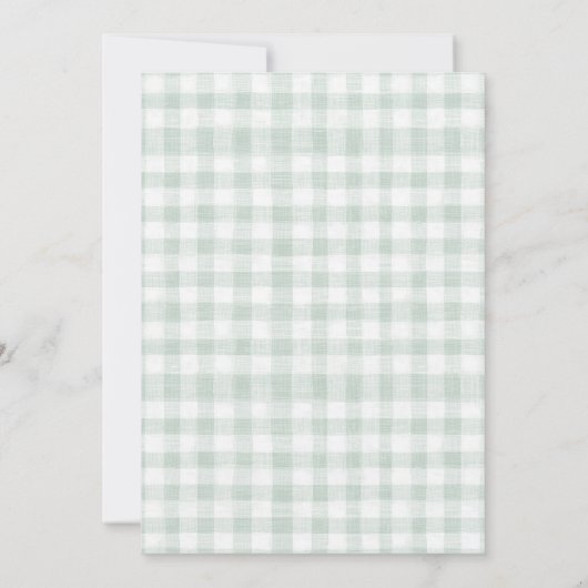 Invitation Un Lucky Duck Sage Green En vichy 1er anniversaire (Dos)