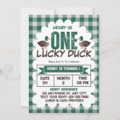 Invitation Un Lucky Duck Watercolor garçon 1er anniversaire f (Devant)