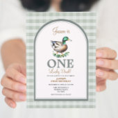 Invitation Un Lucky Mallard Ducks Vert En vichy 1er anniversa