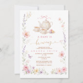 Invitation Un macaron de wildflower A Baby Is Brewing (Devant)