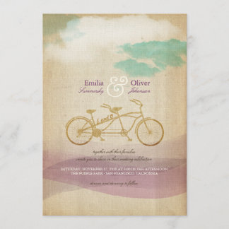 Invitation Un mariage à l'aquarelle à bicyclette géant