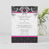 Invitation Un mariage avec un monogramme noir rose chaud A7 i (Debout devant)