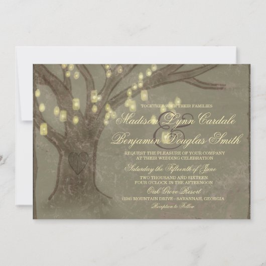 Invitation Un mariage avec un pot en bois de chêne rustique (Devant)