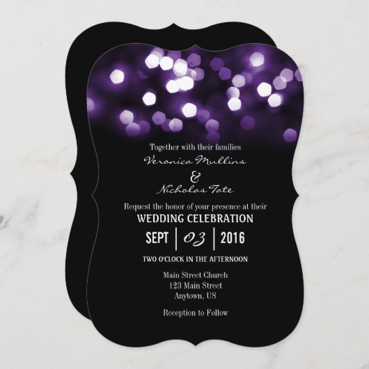 Invitation Un mariage avec une Parties scintillant de Bokeh n (Devant / Derrière)