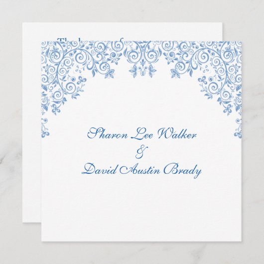 Invitation Un Mariage Blanc Et Bleu Enchantent (Devant / Derrière)