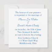 Invitation Un Mariage Blanc Et Bleu Enchantent (Dos)