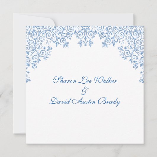 Invitation Un Mariage Blanc Et Bleu Enchantent (Devant)
