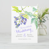 Invitation Un mariage crépiter aquarelle fleurie violet invit (Debout devant)