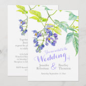 Invitation Un mariage crépiter aquarelle fleurie violet invit (Devant / Derrière)