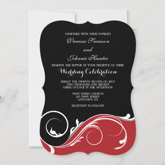 Invitation Un mariage de bracelet noir rouge invite au mariag (Devant)
