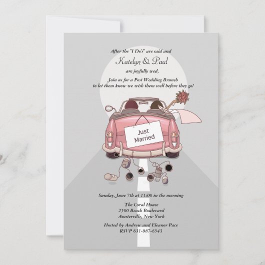 Invitation Un Mariage de Brunch vient de se marier - Gray (Devant)