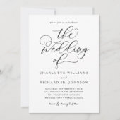 Invitation Un Mariage de code QR de script noir détaillé (Devant)