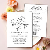 Invitation Un Mariage de code QR de script noir détaillé
