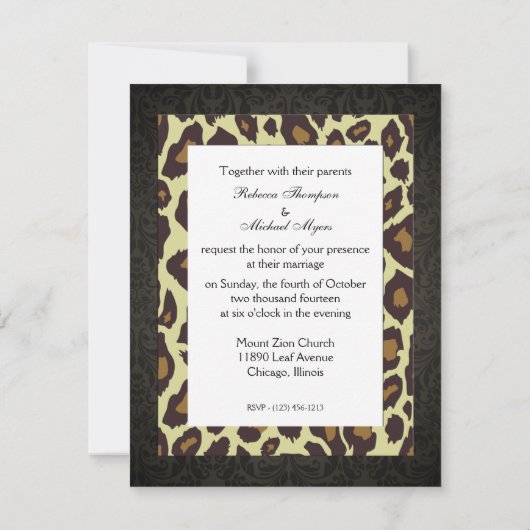 Invitation Un mariage de Damask Leopard (Dos)