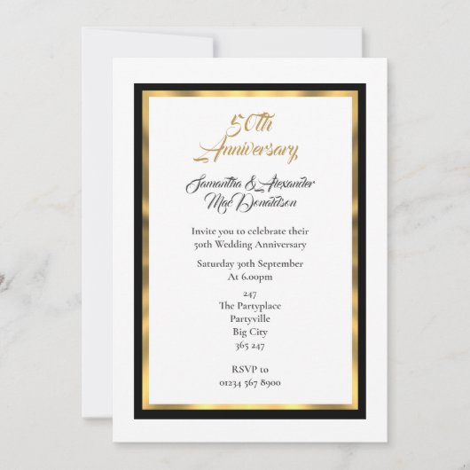 Invitation Un mariage d'or simple (Devant)