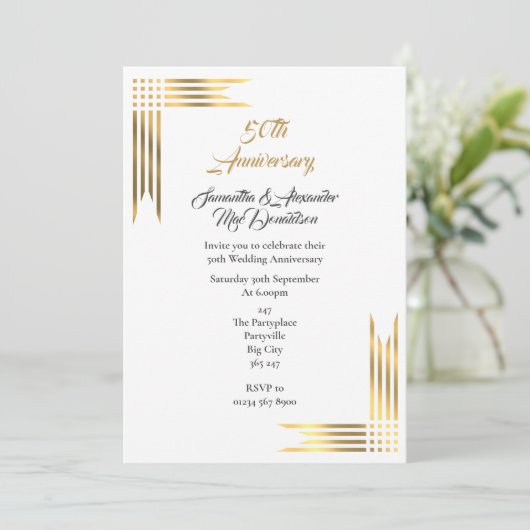 Invitation Un mariage d'or simple (Debout devant)