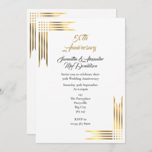 Invitation Un mariage d'or simple (Devant / Derrière)