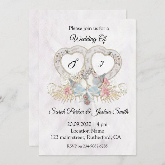 Invitation Un Mariage Dove En Deux (Devant / Derrière)