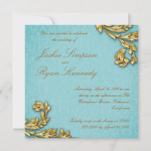 Invitation Un mariage élégant avec une feuille d'or invite le