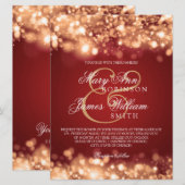 Invitation Un mariage élégant éclaire l'or (Devant / Derrière)