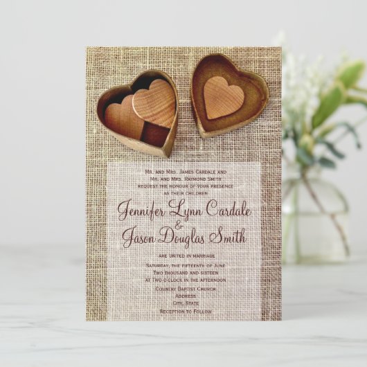 Invitation Un mariage en bois dans un pays rustique (Debout devant)