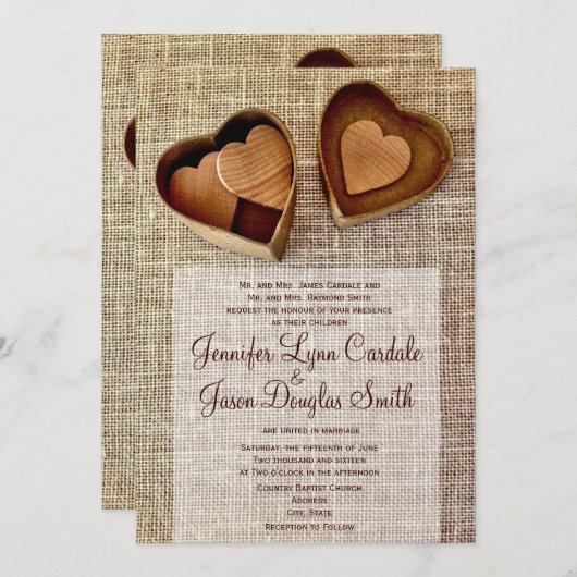 Invitation Un mariage en bois dans un pays rustique (Devant / Derrière)